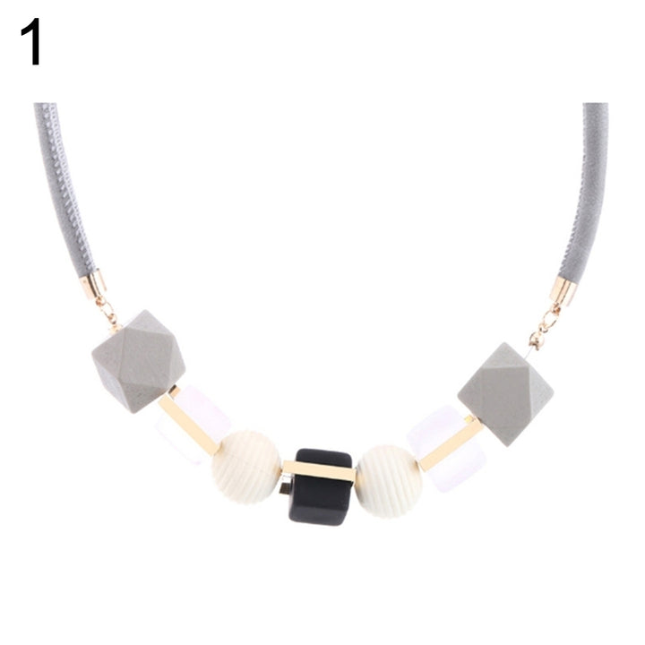 Fashion Colorful Geometric Beads Pendant Women Sweater Necklace Party Jewelry Image 4