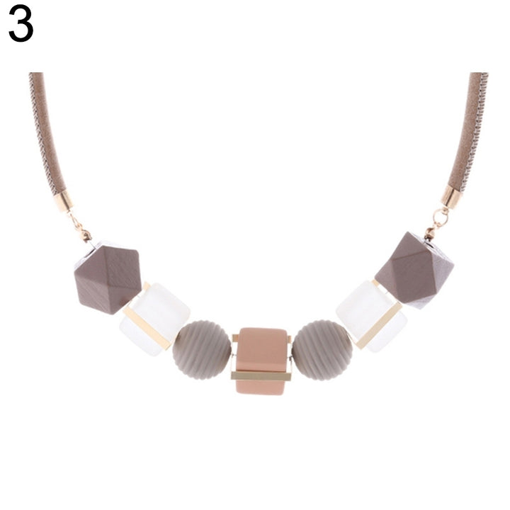 Fashion Colorful Geometric Beads Pendant Women Sweater Necklace Party Jewelry Image 7