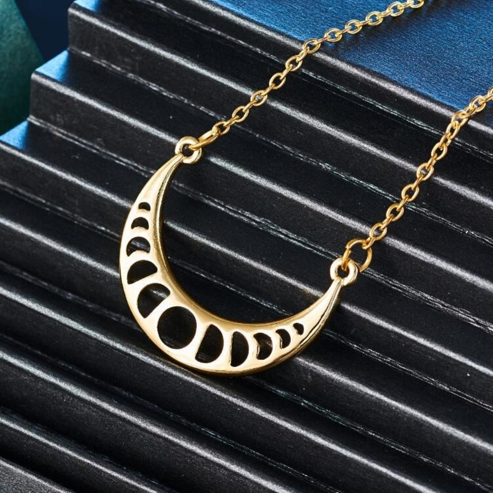 Simple Hollow Pendant Crescent Moon Eclipse Chain Necklace Fashion Women Jewelry Image 1