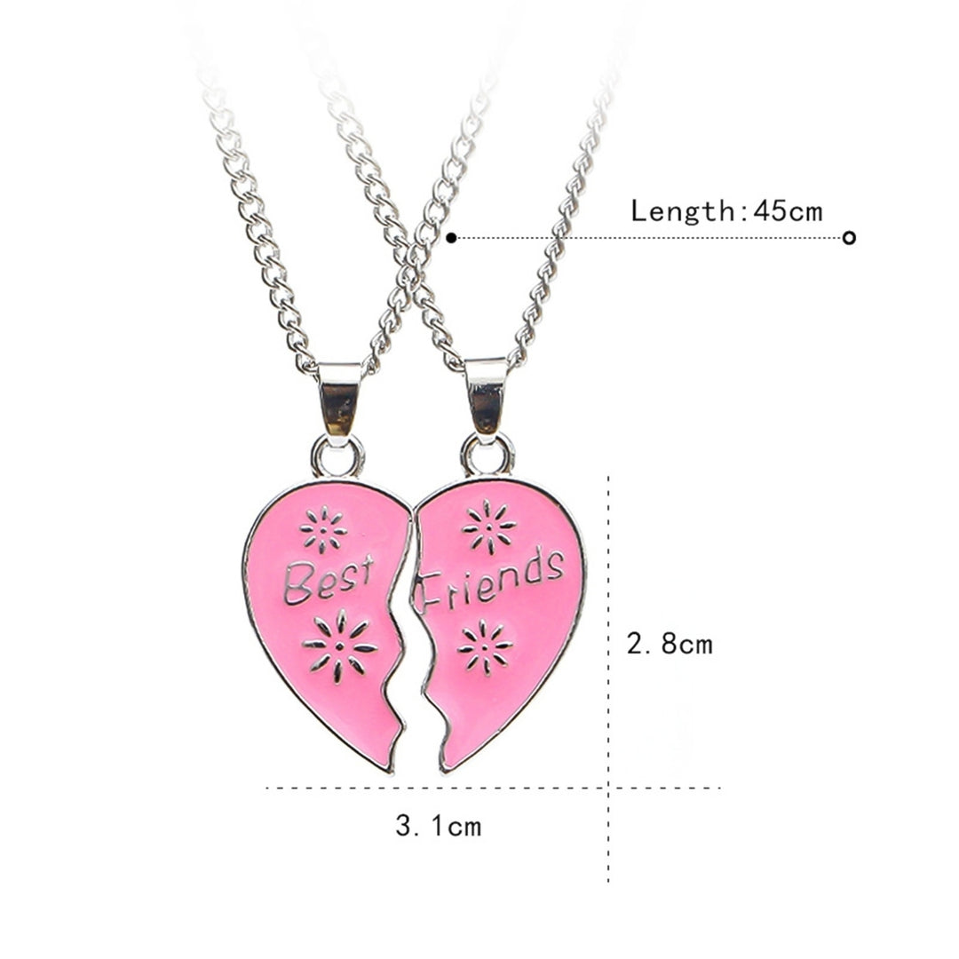 2Pcs Necklace Best Friends Letter Carving Exquisite Accessories Heart Shape Pendant Clavicle Chain for Daily Life Image 4