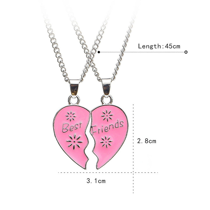 2Pcs Necklace Best Friends Letter Carving Exquisite Accessories Heart Shape Pendant Clavicle Chain for Daily Life Image 4