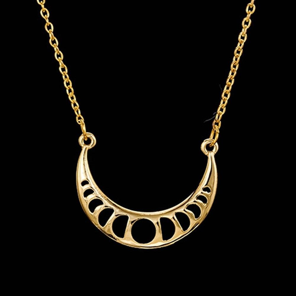 Simple Hollow Pendant Crescent Moon Eclipse Chain Necklace Fashion Women Jewelry Image 3