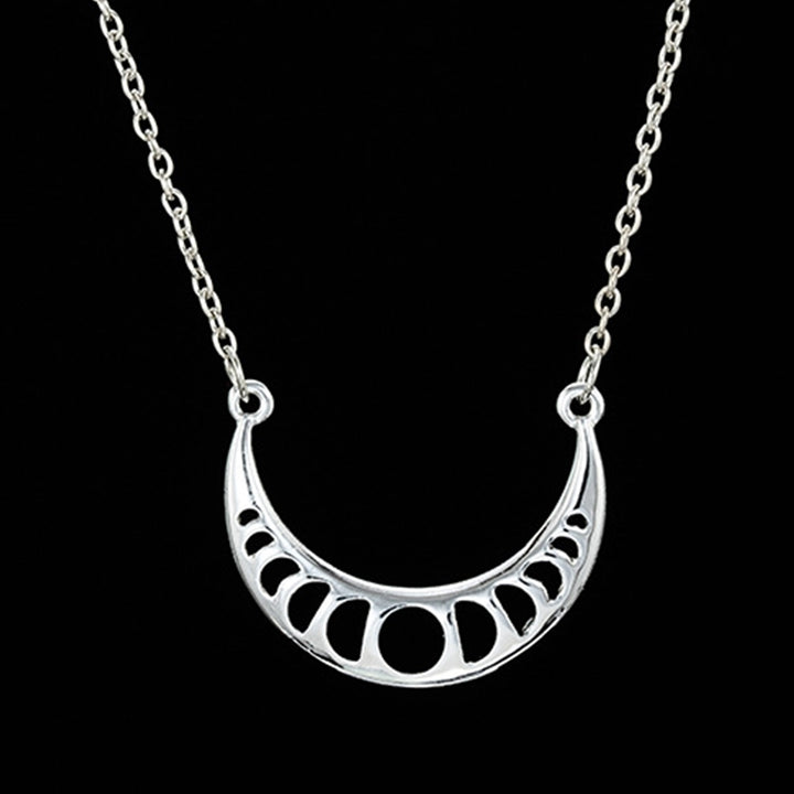 Simple Hollow Pendant Crescent Moon Eclipse Chain Necklace Fashion Women Jewelry Image 4