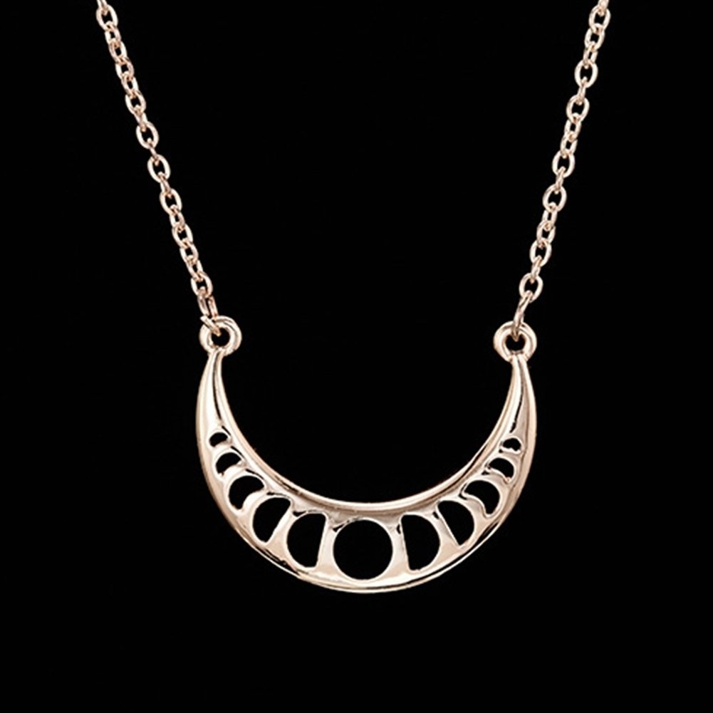 Simple Hollow Pendant Crescent Moon Eclipse Chain Necklace Fashion Women Jewelry Image 4