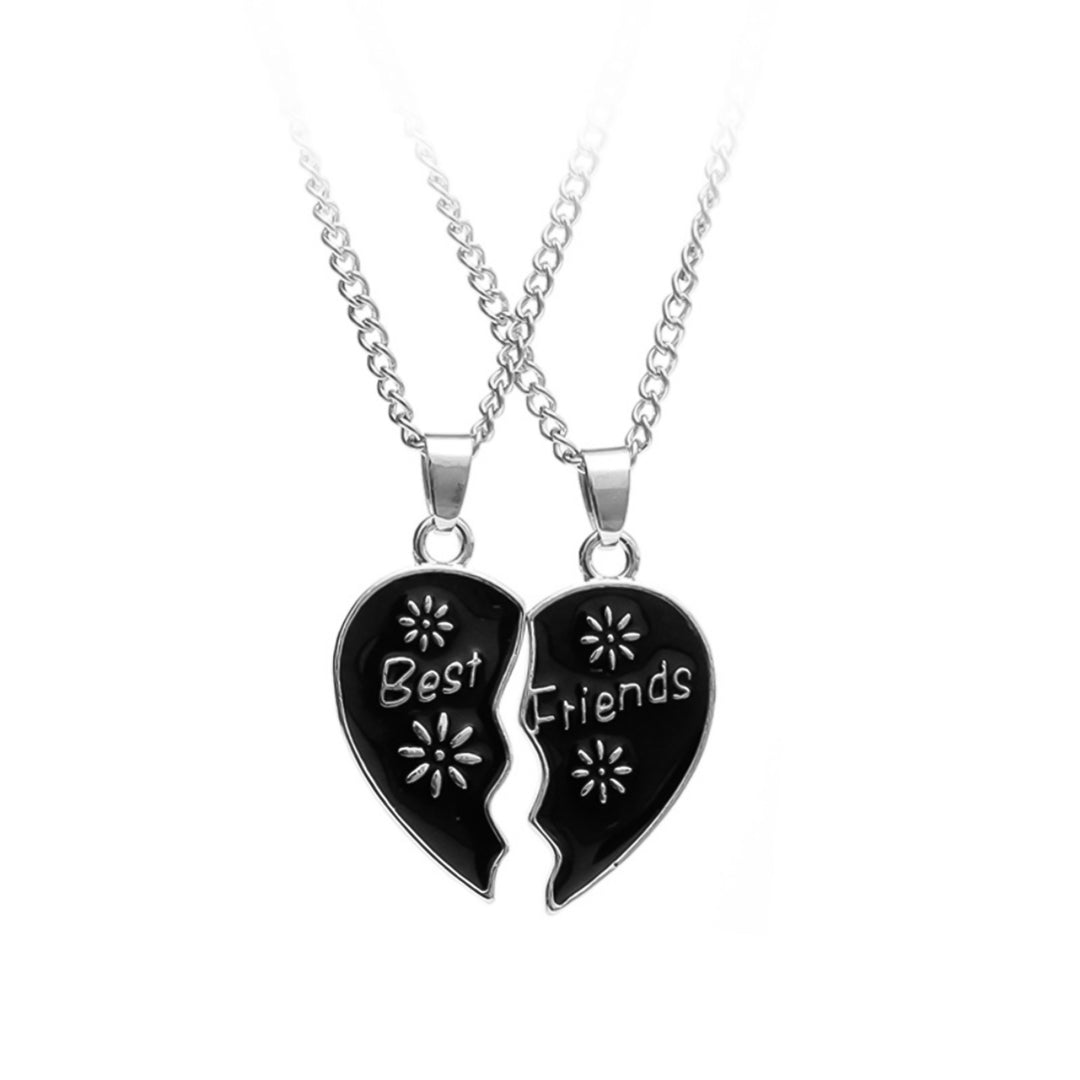 2Pcs Necklace Best Friends Letter Carving Exquisite Accessories Heart Shape Pendant Clavicle Chain for Daily Life Image 8