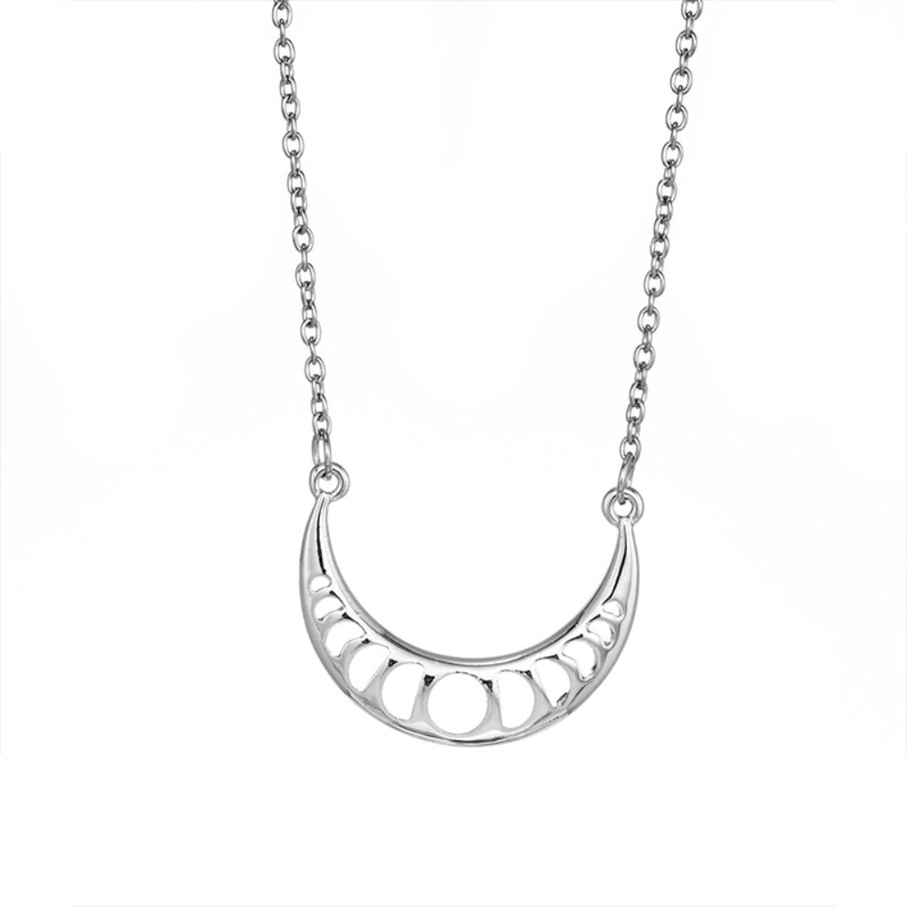 Simple Hollow Pendant Crescent Moon Eclipse Chain Necklace Fashion Women Jewelry Image 10