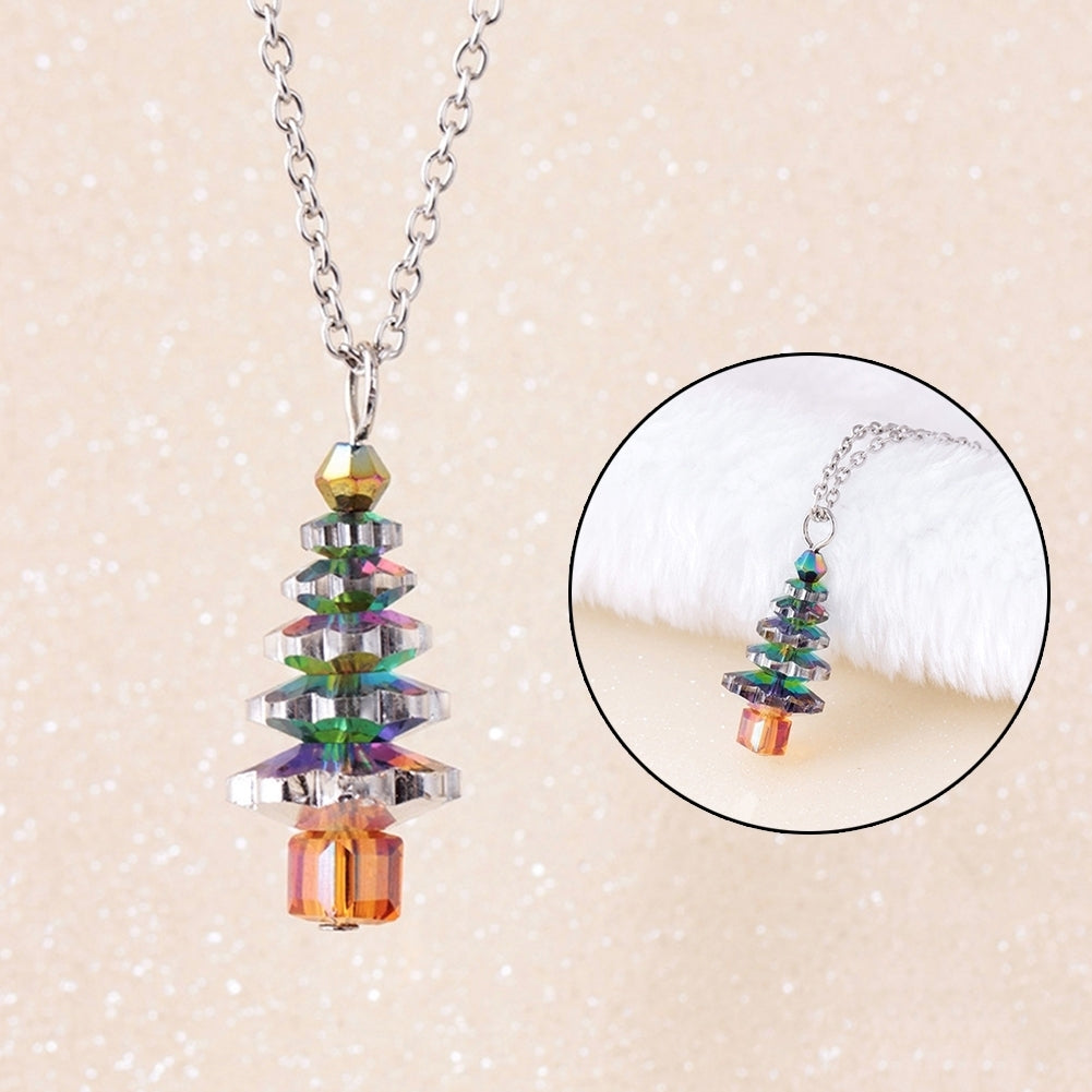 Christmas Tree Fake Crystal Pendant Fashion Women Jewelry Gift Chain Necklace Image 1