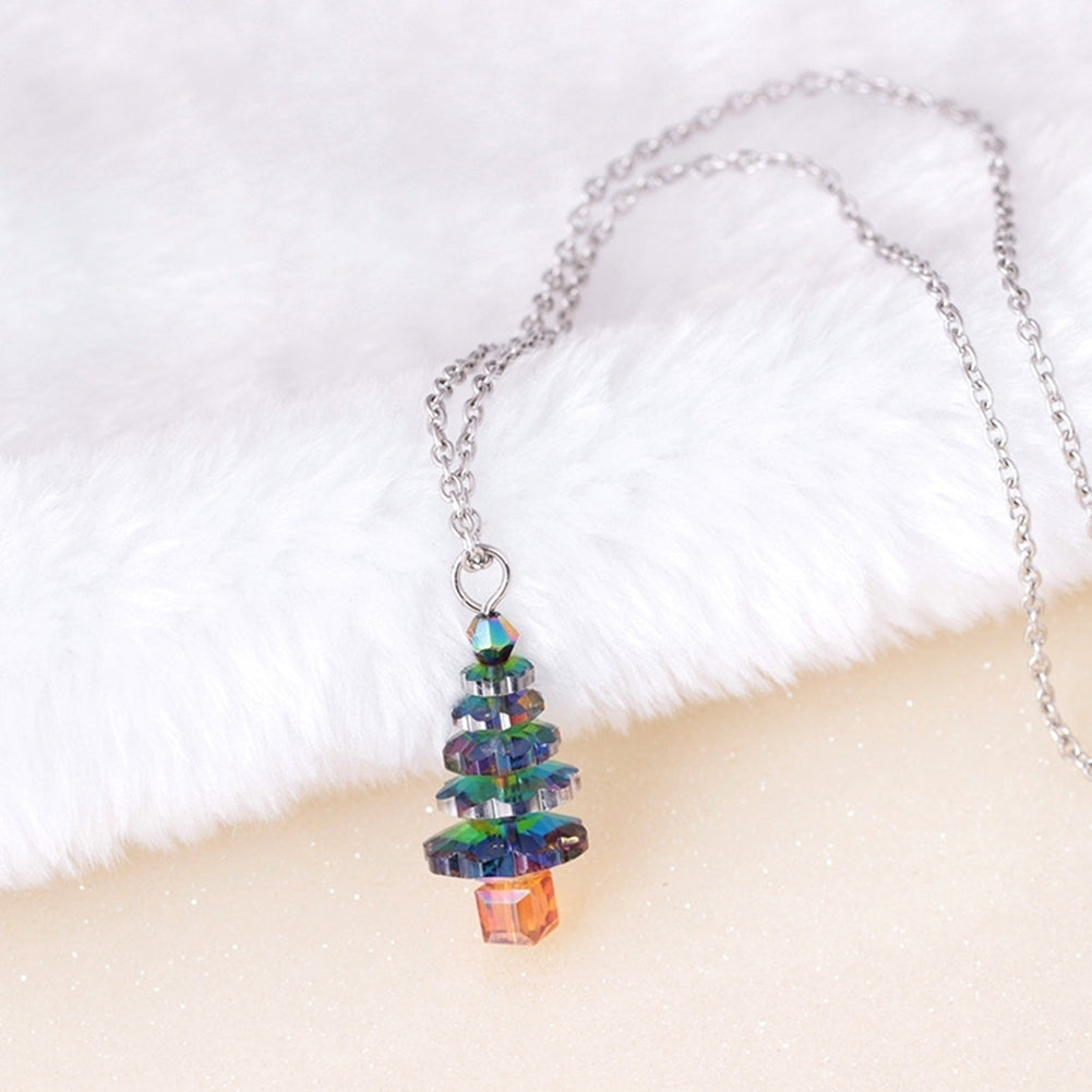 Christmas Tree Fake Crystal Pendant Fashion Women Jewelry Gift Chain Necklace Image 2