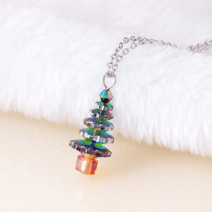 Christmas Tree Fake Crystal Pendant Fashion Women Jewelry Gift Chain Necklace Image 3