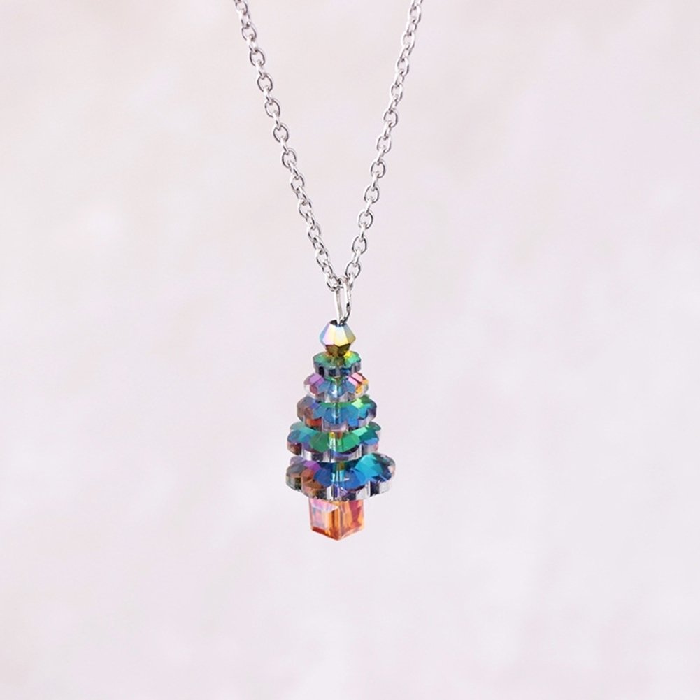 Christmas Tree Fake Crystal Pendant Fashion Women Jewelry Gift Chain Necklace Image 4