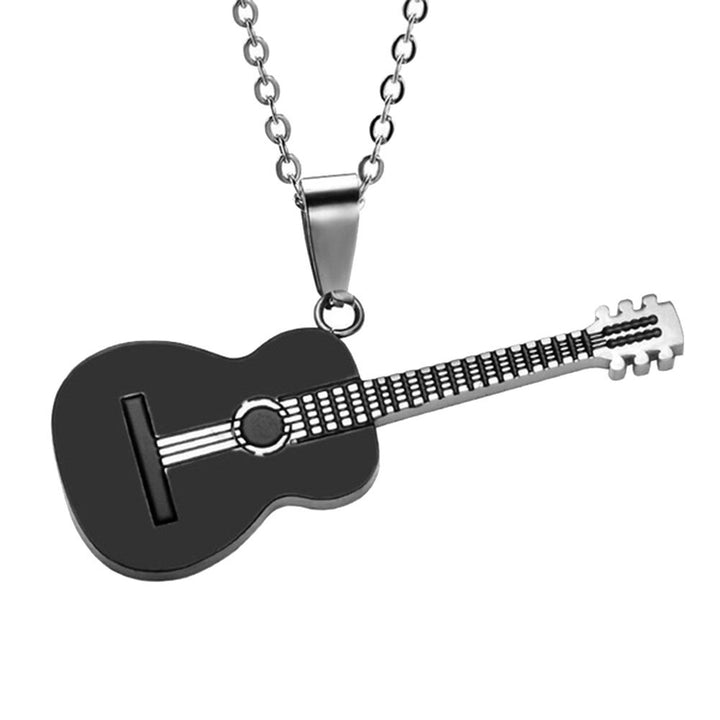 Men Women Rock Guitar Pendant Stainless Steel Necklace Jewelry Musician Gift Image 2