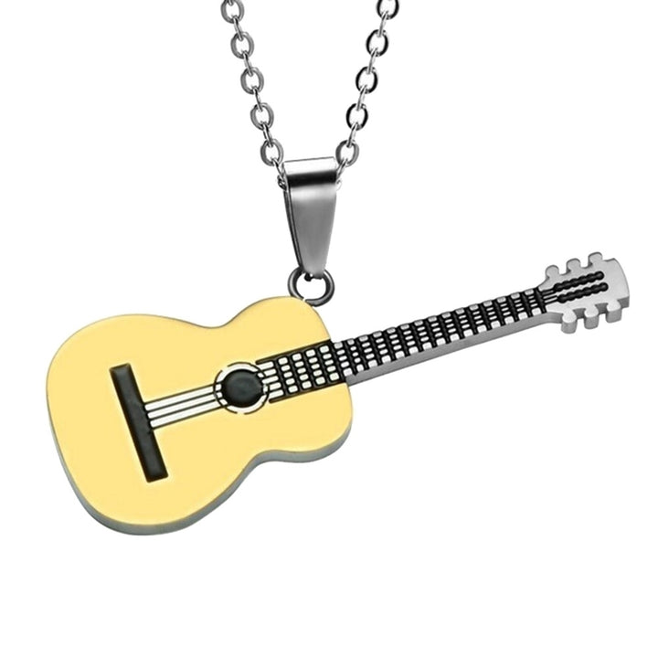 Men Women Rock Guitar Pendant Stainless Steel Necklace Jewelry Musician Gift Image 4