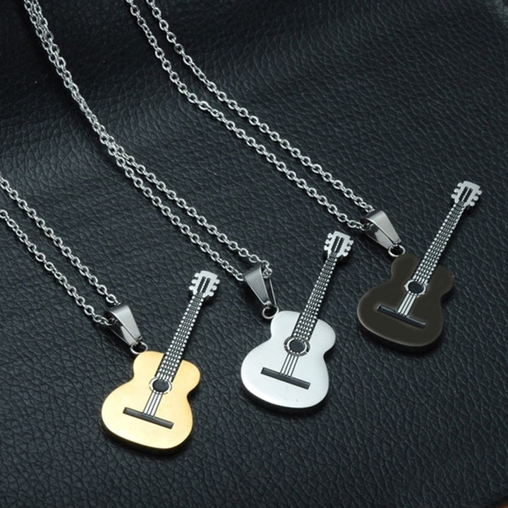 Men Women Rock Guitar Pendant Stainless Steel Necklace Jewelry Musician Gift Image 7