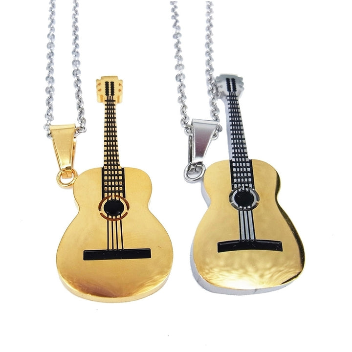 Men Women Rock Guitar Pendant Stainless Steel Necklace Jewelry Musician Gift Image 10