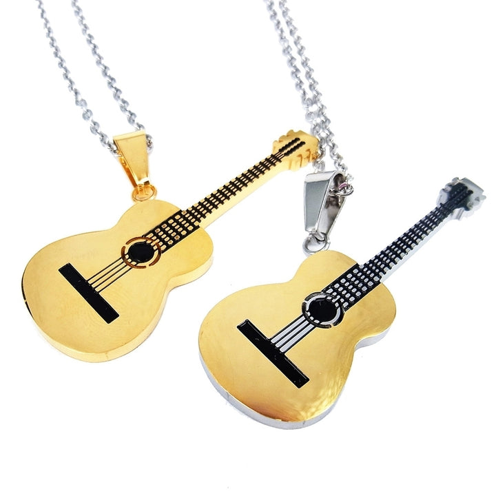 Men Women Rock Guitar Pendant Stainless Steel Necklace Jewelry Musician Gift Image 12