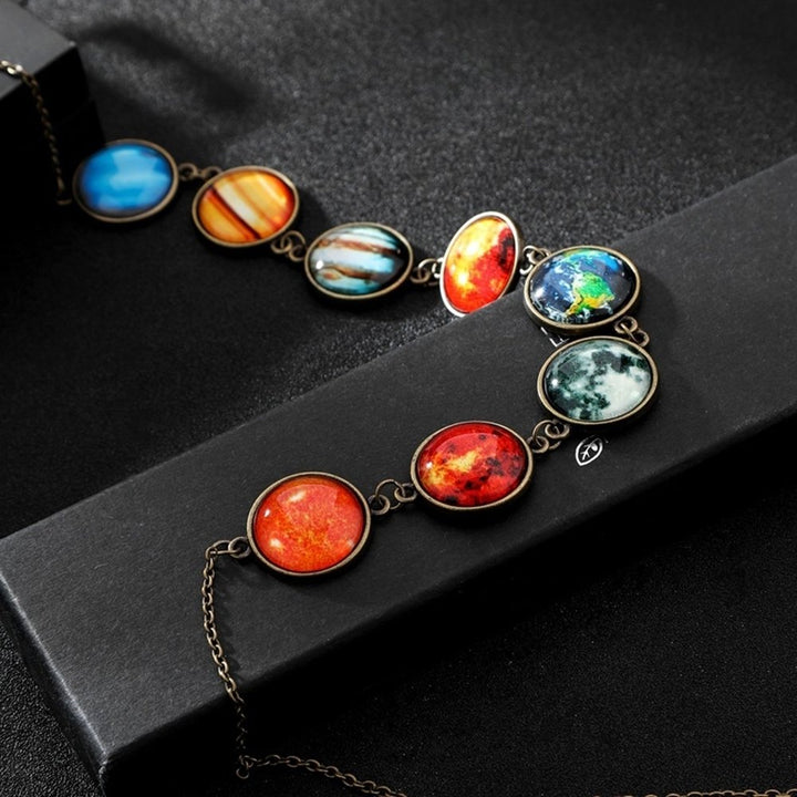 Universe Solar System Planet Galaxy Space Glass Illuminated Pendant Necklace Image 3