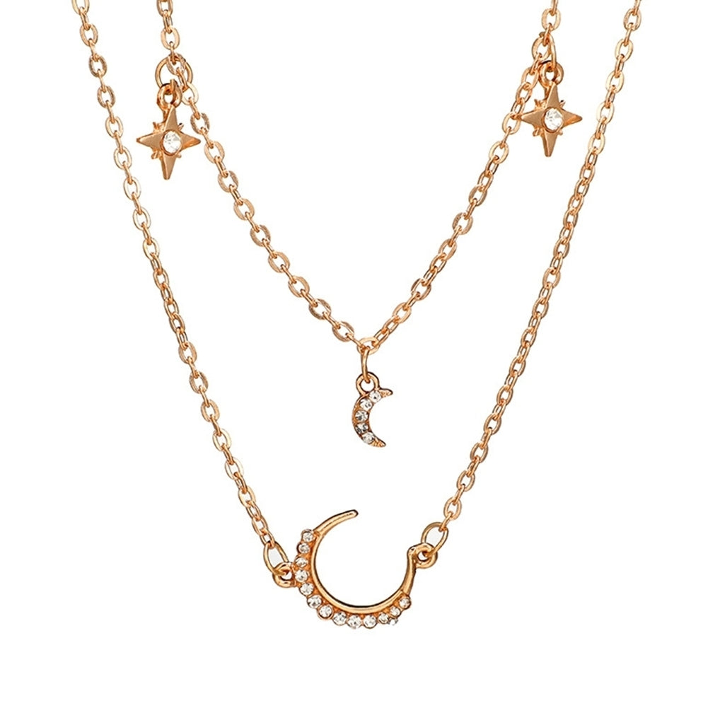 Fashion Stars Moon Charms Pendant Multilayer Clavical Chain Women Necklace Image 7