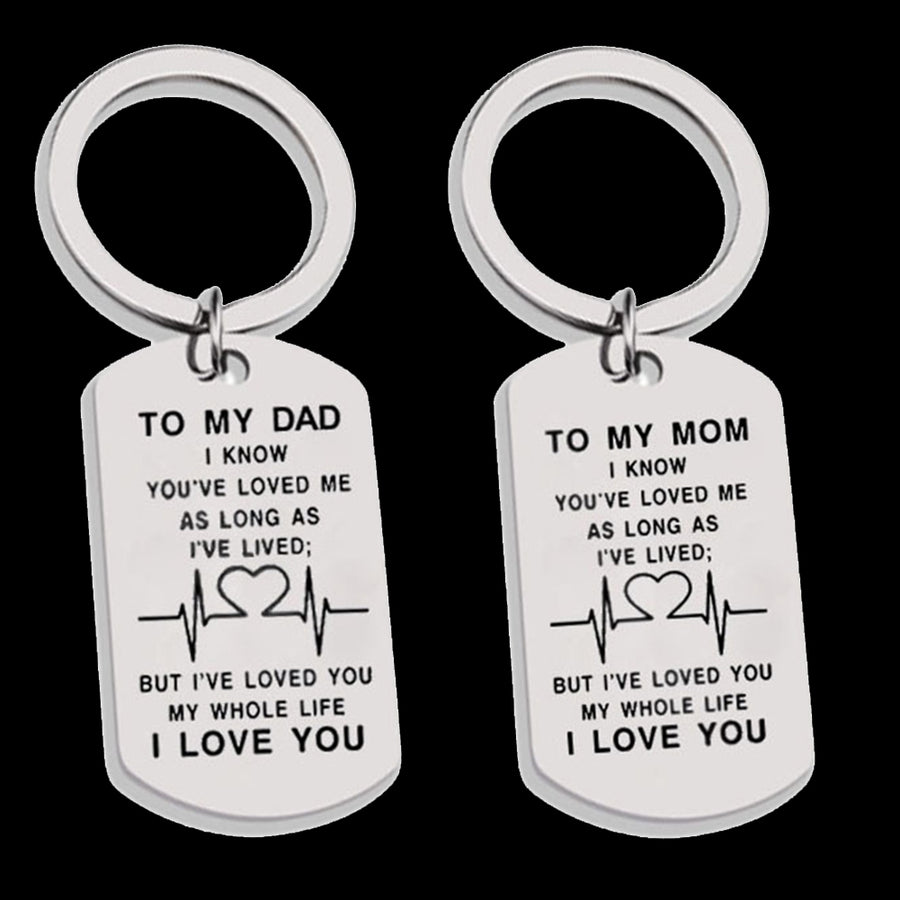 Simple Unisex English Letter To My Mom Dad Pendant Necklace Keychain Jewelry Image 1