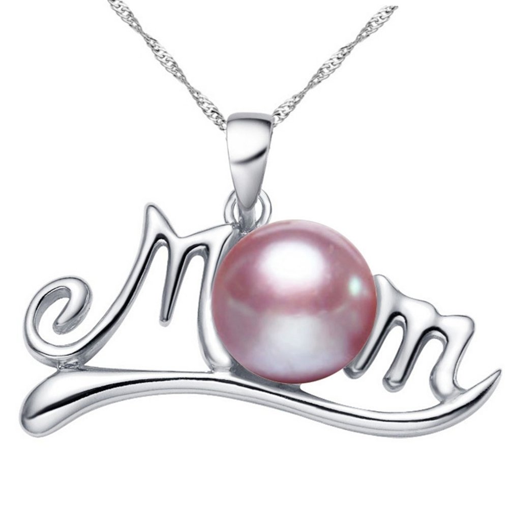 Fashion Women English Letter Mom Faux Pearl Pendant Long Chain Necklace Jewelry Image 4