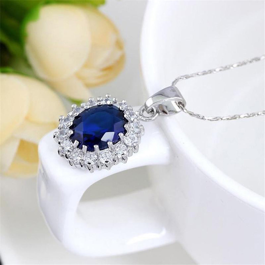 Necklace Fashion Special Faux Sapphire Rhinestone Jewelry Set for Daily Life Image 3