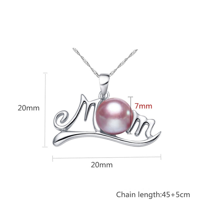 Fashion Women English Letter Mom Faux Pearl Pendant Long Chain Necklace Jewelry Image 7