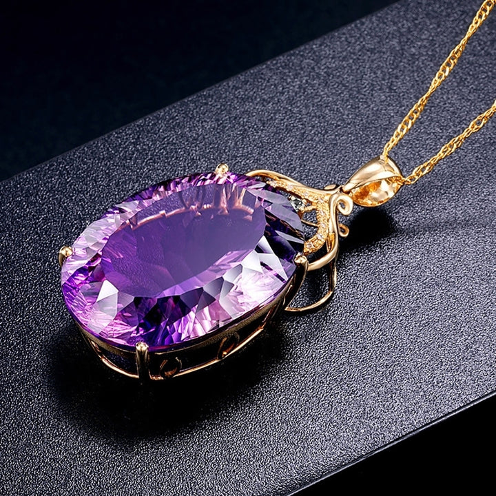 Fashion Women Hollow Crown Big Oval Faux Quartz Long Chain Necklace Jewelry Image 7