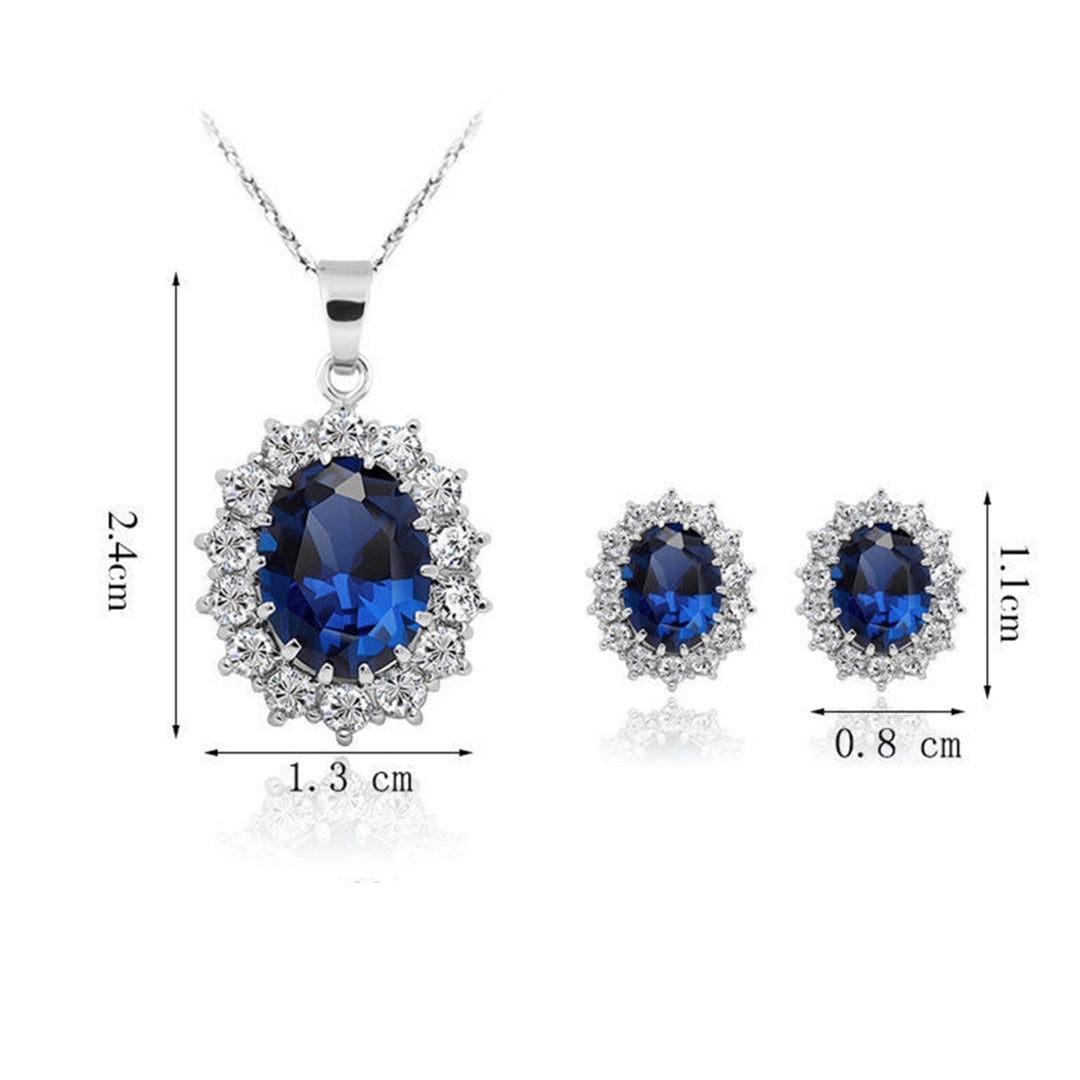 Necklace Fashion Special Faux Sapphire Rhinestone Jewelry Set for Daily Life Image 4