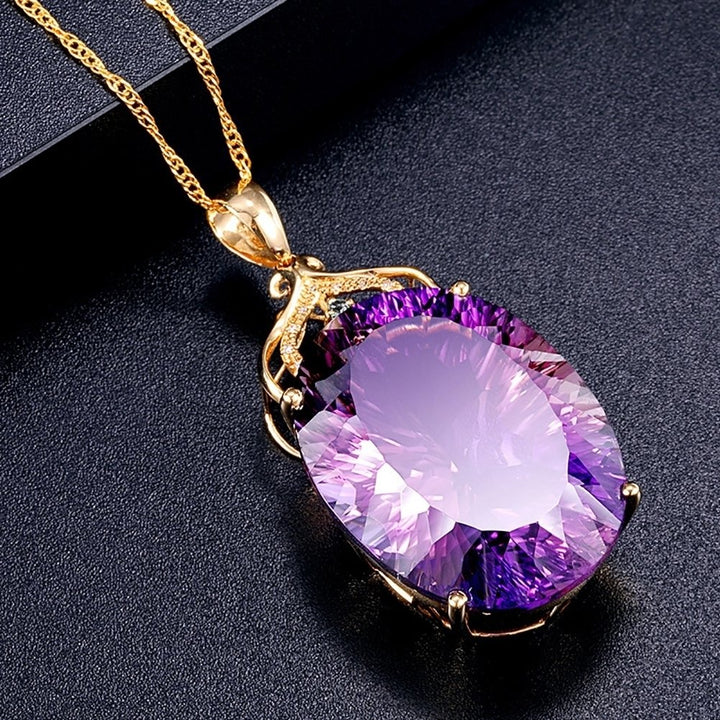 Fashion Women Hollow Crown Big Oval Faux Quartz Long Chain Necklace Jewelry Image 8