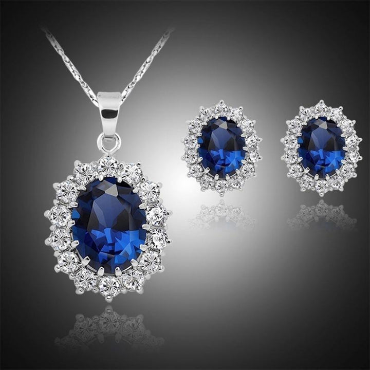 Necklace Fashion Special Faux Sapphire Rhinestone Jewelry Set for Daily Life Image 6