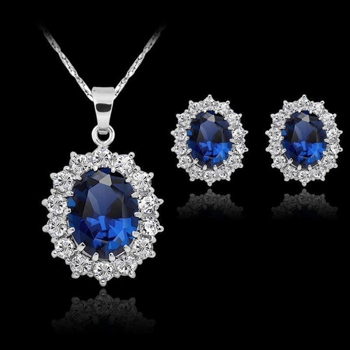 Necklace Fashion Special Faux Sapphire Rhinestone Jewelry Set for Daily Life Image 7