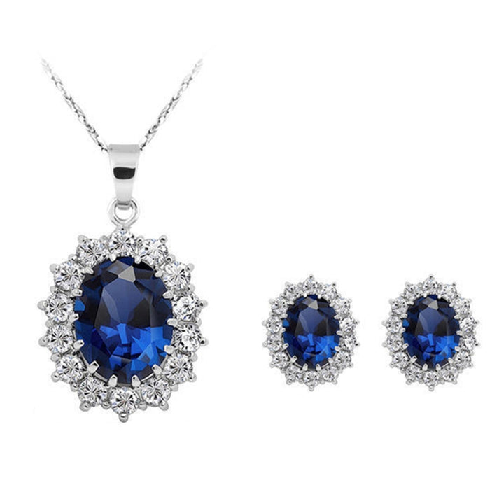 Necklace Fashion Special Faux Sapphire Rhinestone Jewelry Set for Daily Life Image 8