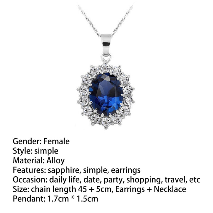 Necklace Fashion Special Faux Sapphire Rhinestone Jewelry Set for Daily Life Image 12