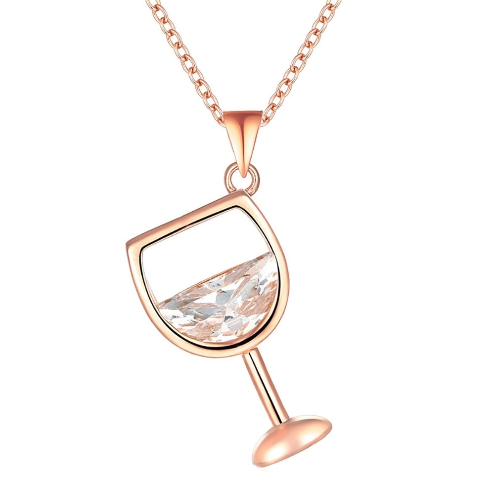 Fashion Women Wine Glass Pendant Cubic Zirconia Long Chain Necklace Jewelry Image 6