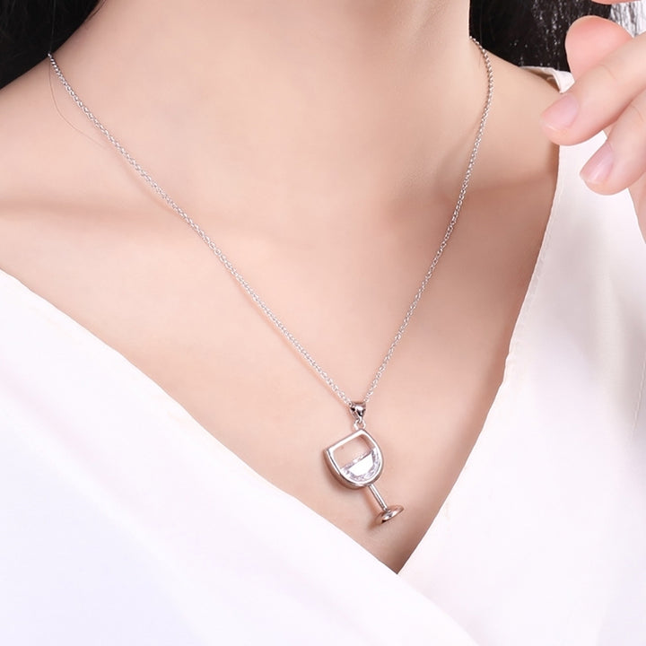 Fashion Women Wine Glass Pendant Cubic Zirconia Long Chain Necklace Jewelry Image 8