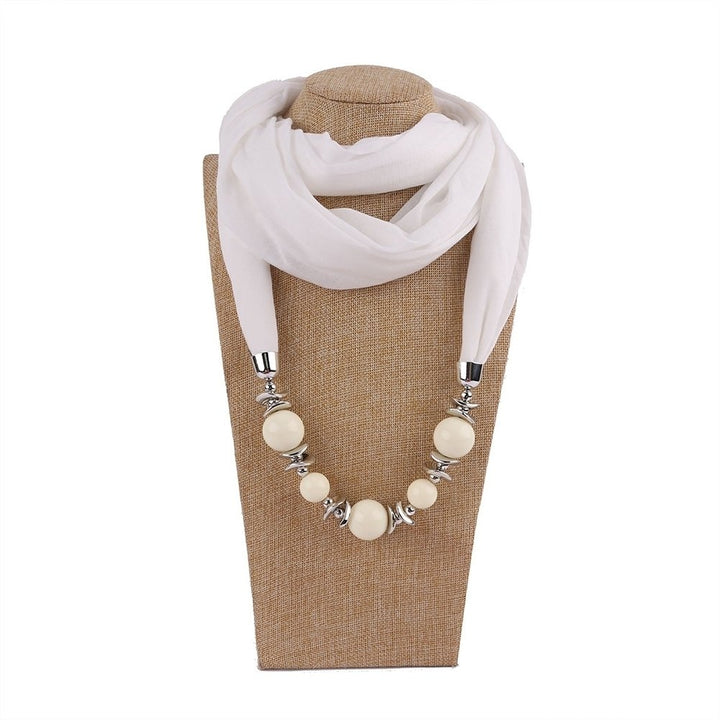 Fashion Women Big Round Beads Pendant Solid Color O Ring Scarf Necklace Jewelry Image 1