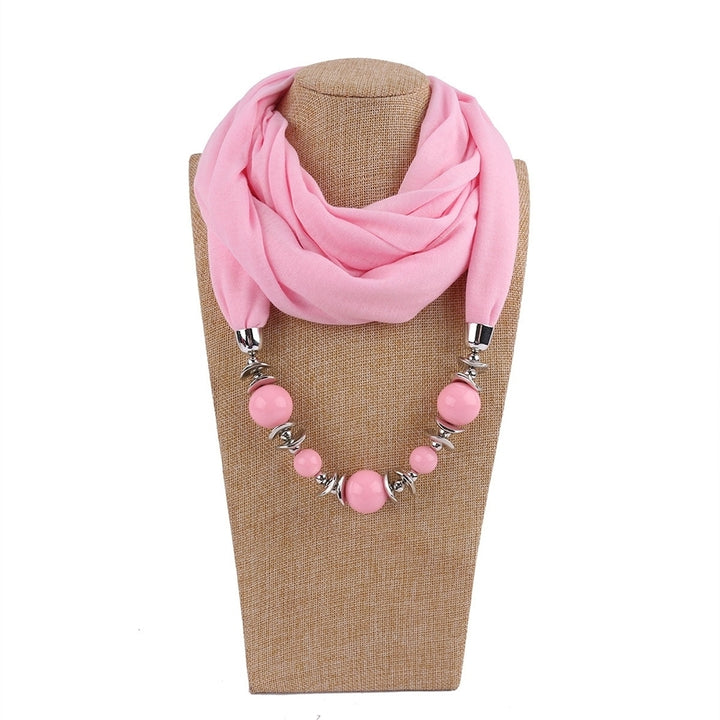 Fashion Women Big Round Beads Pendant Solid Color O Ring Scarf Necklace Jewelry Image 8