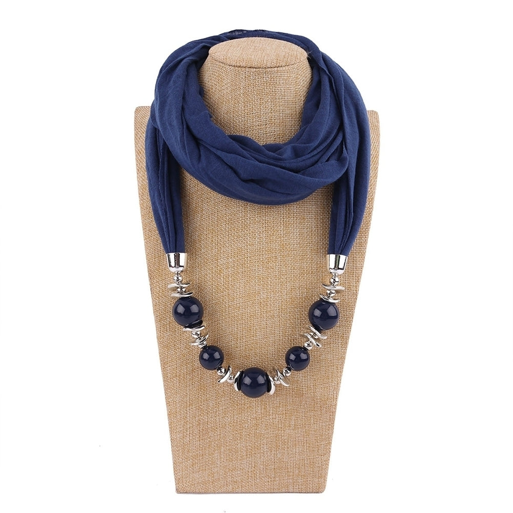 Fashion Women Big Round Beads Pendant Solid Color O Ring Scarf Necklace Jewelry Image 10