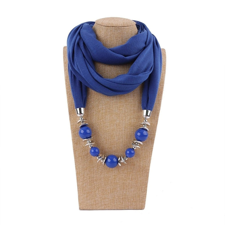 Fashion Women Big Round Beads Pendant Solid Color O Ring Scarf Necklace Jewelry Image 11