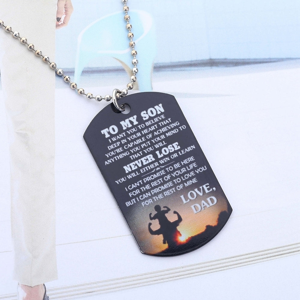 To My Son I Love You Letter Military Dog Tag Pendant Necklace/Keychain Gift Image 2