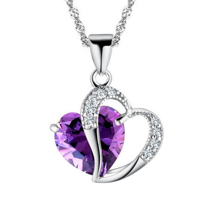 Fashion Women Hollow Multicolor Heart Pendant Rhinestone Chain Necklace Jewelry Image 6