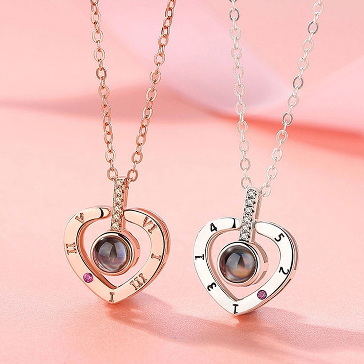 I Love You 100 Languages Light Projection Heart Pendant Necklace Lover Jewelry Image 4