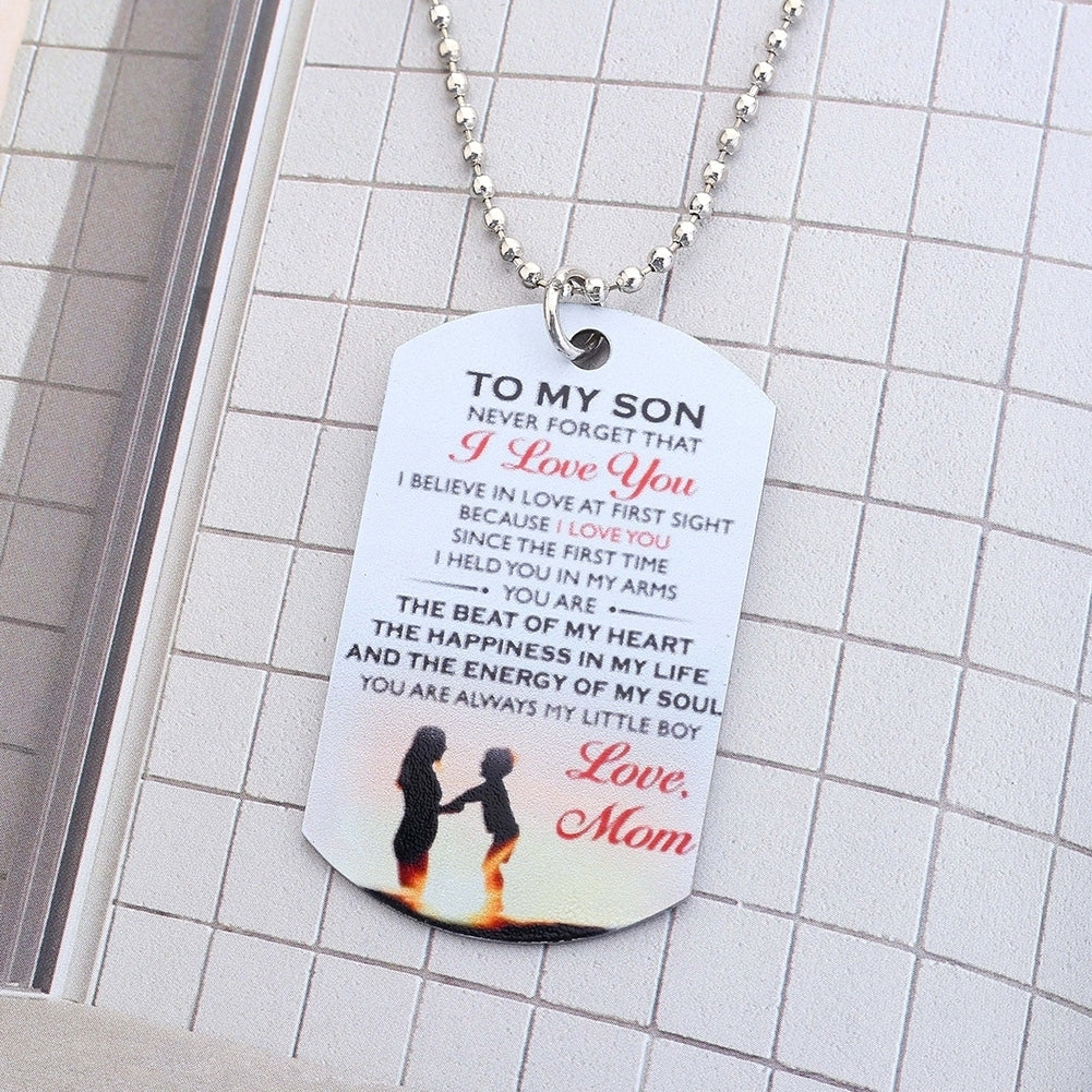 To My Son I Love You Letter Military Dog Tag Pendant Necklace/Keychain Gift Image 4