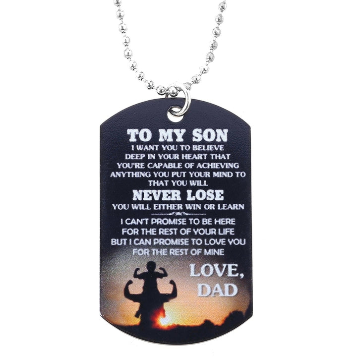 To My Son I Love You Letter Military Dog Tag Pendant Necklace/Keychain Gift Image 7