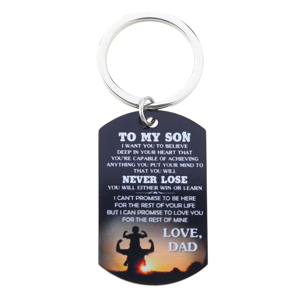 To My Son I Love You Letter Military Dog Tag Pendant Necklace/Keychain Gift Image 8