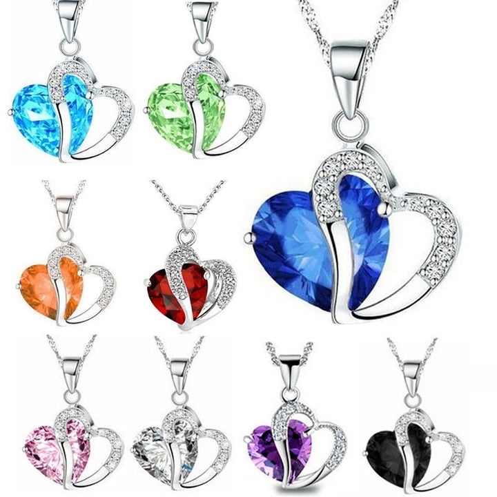 Fashion Women Hollow Multicolor Heart Pendant Rhinestone Chain Necklace Jewelry Image 11