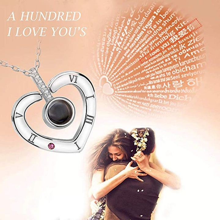 I Love You 100 Languages Light Projection Heart Pendant Necklace Lover Jewelry Image 9