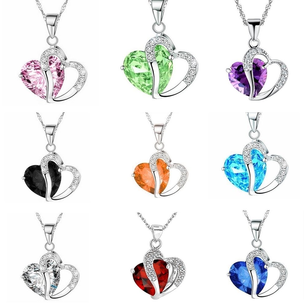 Fashion Women Hollow Multicolor Heart Pendant Rhinestone Chain Necklace Jewelry Image 12