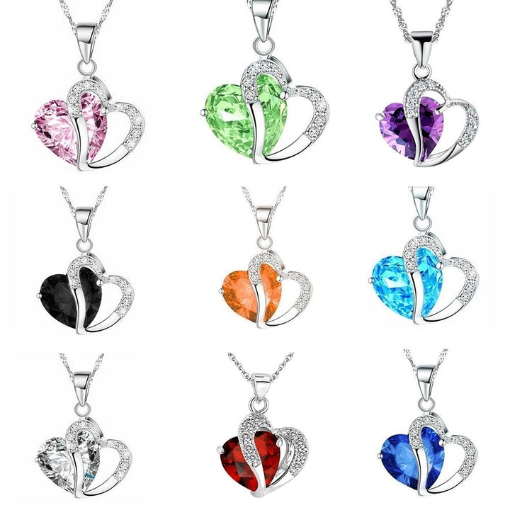 Fashion Women Hollow Multicolor Heart Pendant Rhinestone Chain Necklace Jewelry Image 12