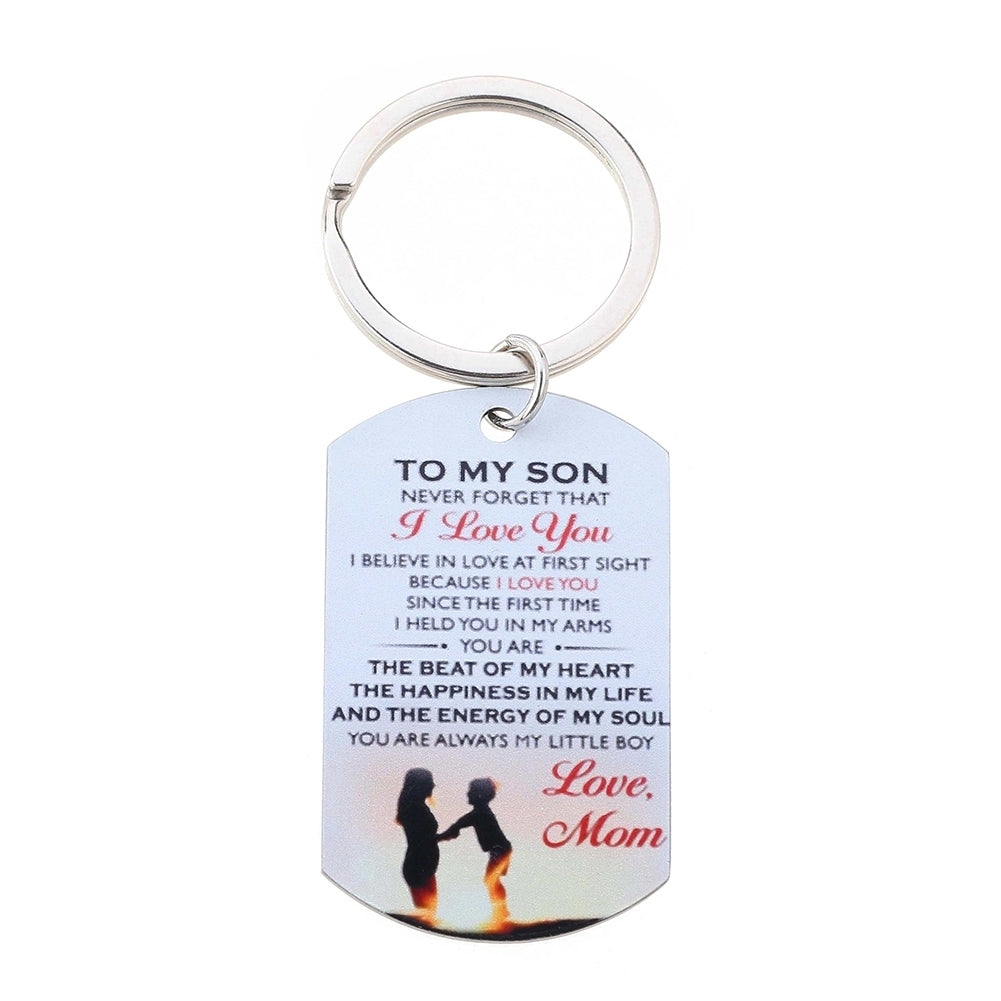 To My Son I Love You Letter Military Dog Tag Pendant Necklace/Keychain Gift Image 10