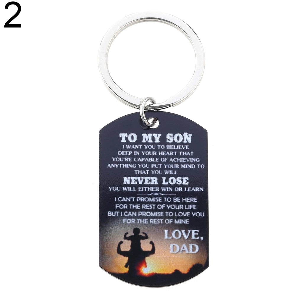 To My Son I Love You Letter Military Dog Tag Pendant Necklace/Keychain Gift Image 12